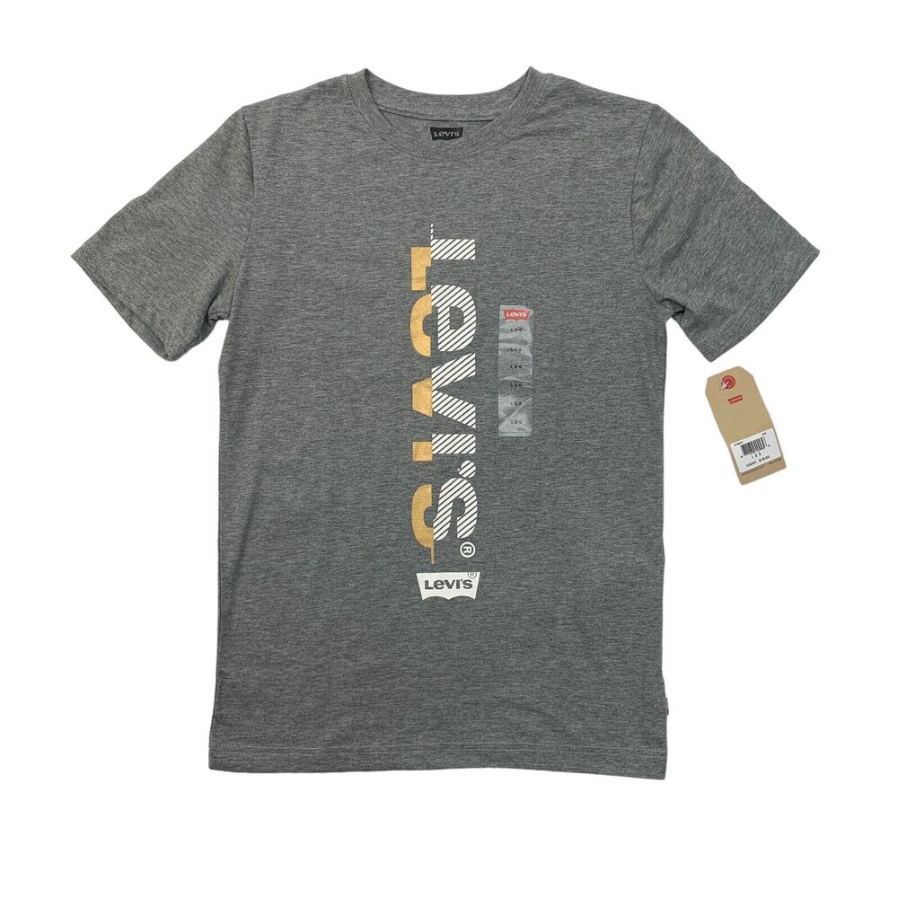 Levis‎ T Shirt Boys Youth L Large Grey Graphic Cotton Blend Casual Lightweight